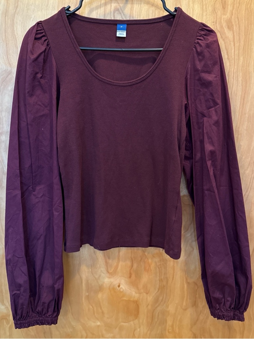 Old Navy Burgundy Puff-Sleeve Long Sleeve Top